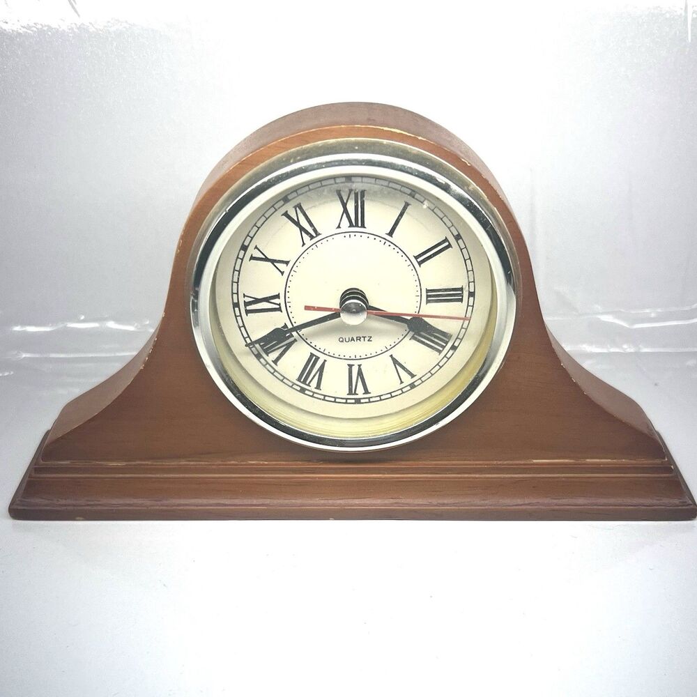 Vintage Quartz Desk/Mantle Clock - Wood 8.25” X 4.5” Tested AA Battery